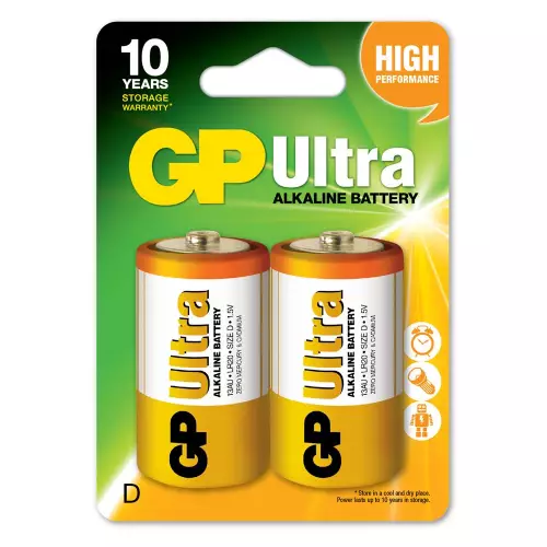 GP LR20 Ultra Alkalin D Büyük Boy Pil 2'li Paket