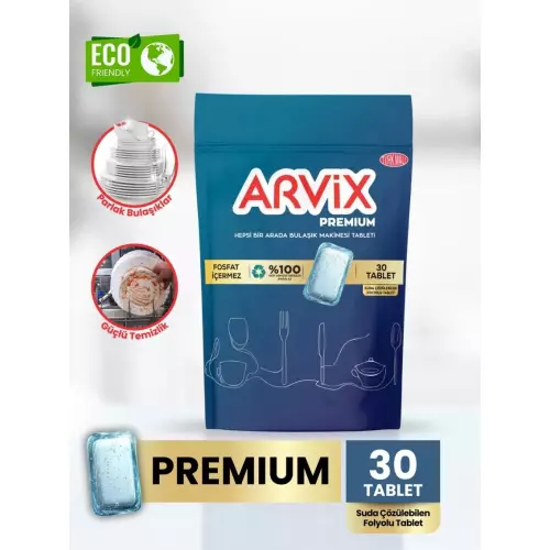 Arvix Premium Hepsi Bir Arada Bulaşık Makinesi Tableti 30'lu