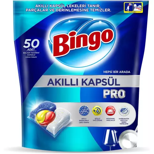 Bingo Akıllı Kapsül Pro Bulaşık Makinesi Deterjanı Tableti x 50 Adet