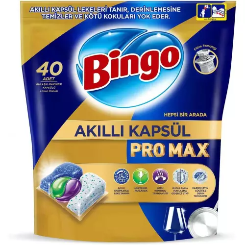 Bingo Akıllı Kapsül Pro Max Bulaşık Makinesi Deterjanı Tableti x 40 Adet