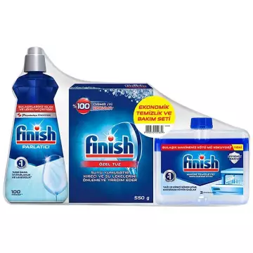 Finish Temizlik ve Bakım Seti (Parlatıcı 400 ml + Makine Temizleyici Sıvı 250 ml + Tuz 500 gr)