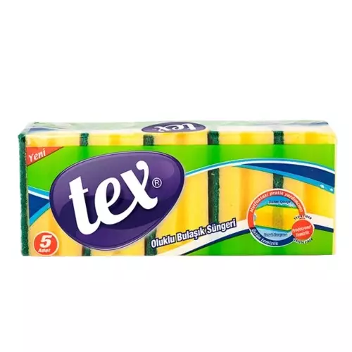 Tex Oluklu Bulaşık Süngeri 5'li Paket