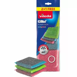Vileda Power Inox Colors Çelik Bulaşık Süngeri Colors 3'lü