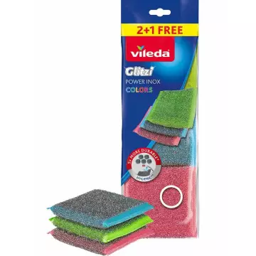 Vileda Power Inox Colors Çelik Bulaşık Süngeri Colors 3'lü