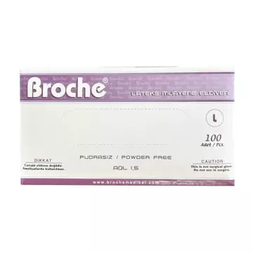 Broche Pudrasız Latex Beyaz Eldiven 100'lü Paket