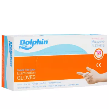 Dolphin Pudrasız Latex Beyaz Eldiven 100'lü Paket