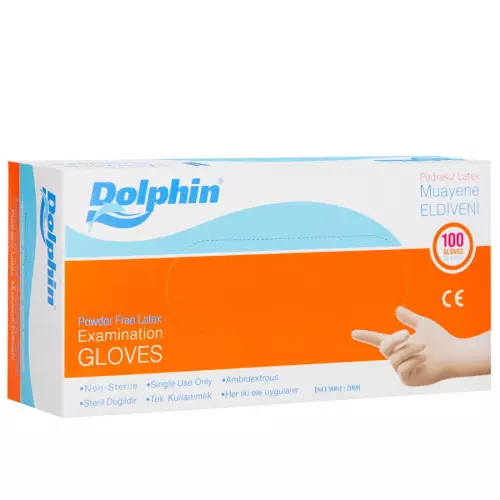 Dolphin Pudrasız Latex Beyaz Eldiven 100'lü Paket