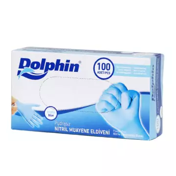 Dolphin Pudrasız Nitril Eldiven Mavi 100'lü Paket