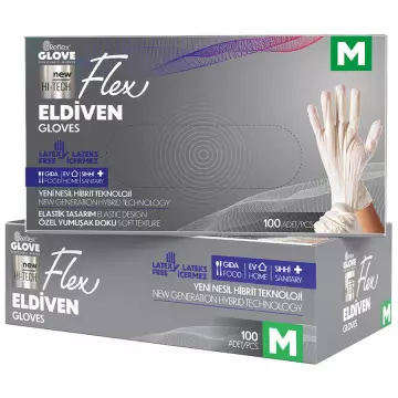 Flex Tpe Hibrit Eldiven Beyaz - 100 Adet