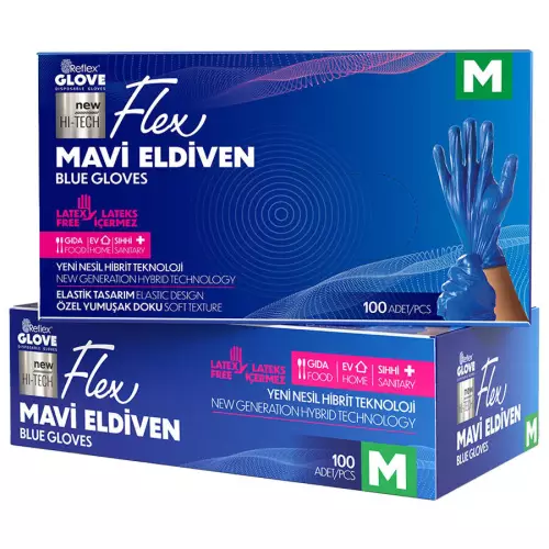 Flex Tpe Hibrit Eldiven Mavi - 100 Adet
