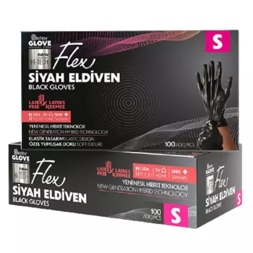 Flex Tpe Hibrit Eldiven Siyah - 100 Adet