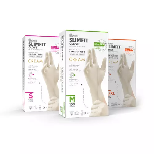 Reflex Slim Fit Copolymer Pudrasız Eldiven Krem - 100 Adet