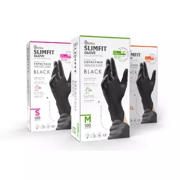 Reflex Slim Fit Copolymer Pudrasız Eldiven Siyah - 100 Adet