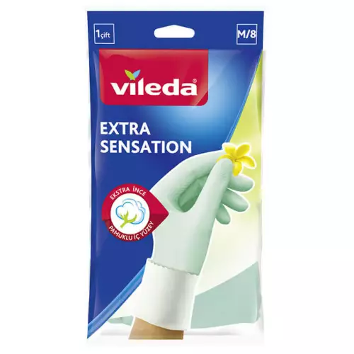 Vileda Extra Sensation Eldiven Pamuk Astarlı Yeşil