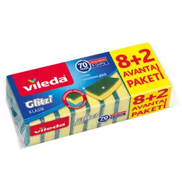 Vileda Yeşil Düz Sünger 8+2'li Eko Paket