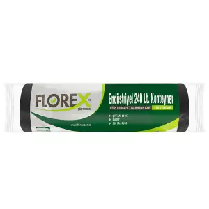 Florex 510 Çöp Torbası 240 Litre Konteyner Boy 120x150 (60 Mikron - 500 gr) - Siyah 5’li