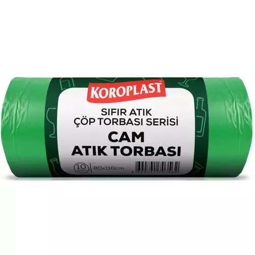Koroplast Cam Atık Çöp Torbası 650 gr - 40 Micron Jumbo Boy Yeşil 80x110 10’lu Paket