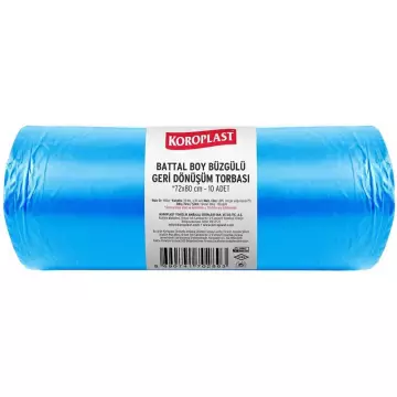 Koroplast Büzgülü Geri Dönüşüm Torbası 450 gr - 70 Micron Battal Boy Mavi 72x80