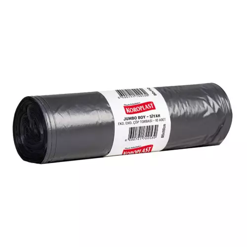 Koroplast Çöp Torbası Eko Endüstriyel 300 gr - 35 Micron Jumbo Boy Siyah 80x110
