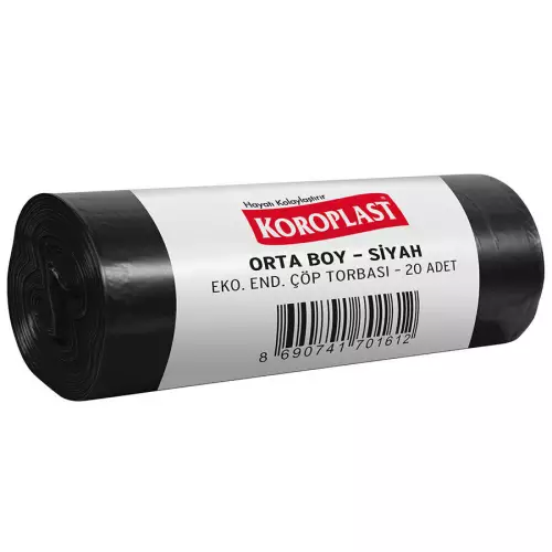 Koroplast Çöp Torbası Eko Endüstriyel Orta Boy Siyah 55x60