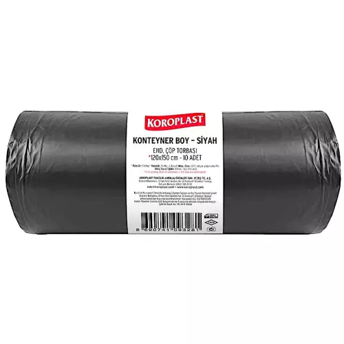 Koroplast Çöp Torbası Endüstriyel Horeca 600 gr - 33 Micron Konteyner Boy Siyah 120x150