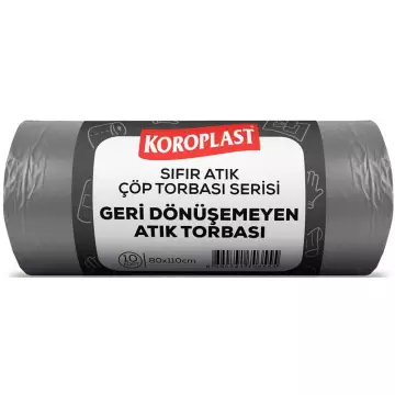 Koroplast Geri Dönüşemeyen Atık Çöp Torbası 440 gr - 27 Micron Jumbo Boy Koyu Gri 80x110 10’lu Paket