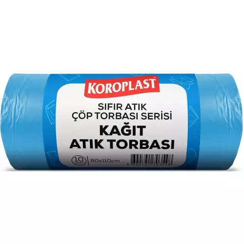 Koroplast Kağıt Atık Çöp Torbası 440 gr - 27 Micron Jumbo Boy Mavi 80x110 10’lu Paket