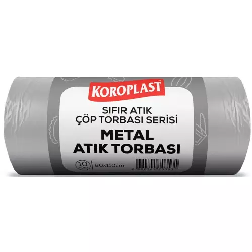 Koroplast Metal Atık Çöp Torbası 650 gr - 40 Micron Jumbo Boy Açık Gri 80x110 10’lu Paket