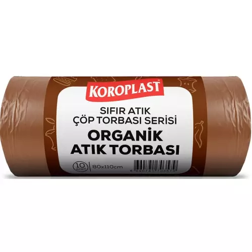 Koroplast Organik Atık Çöp Torbası 440 gr - 27 Micron Jumbo Boy Kahverengi 80x110 10’lu Paket