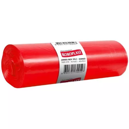 Koroplast Tıbbi Atık Torbası 840 gr -  100 Micron Jumbo Boy Kırmızı 80x110
