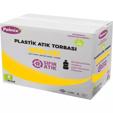 Polmix P145 Plastik Atık Çöp Torbası Jumbo Boy 80x110 Sarı 10'lu - 10 Rulo Koli