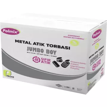 Polmix P147 Metal Atık Çöp Torbası Jumbo Boy 80x110 Gri 10'lu - 10 Rulo Koli