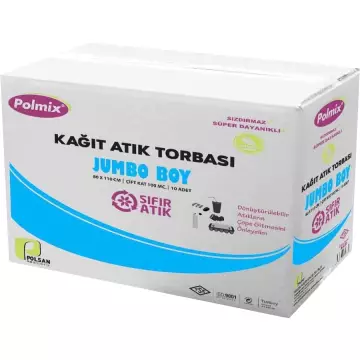 Polmix P148 Kağıt Atık Çöp Torbası Jumbo Boy 80x110 Mavi 10'lu - 10 Rulo Koli