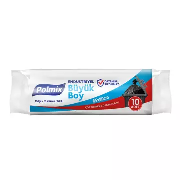 Polmix P402 Çöp Torbası Endüstriyel Büyük Boy 65x80 Siyah x 10’lu