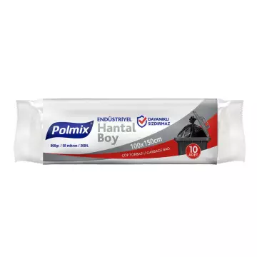 Polmix P407 Çöp Torbası Endüstriyel Hantal Boy 100x150 Siyah (800 gr) x 10’lu
