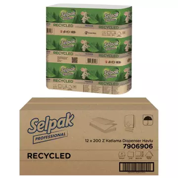 Selpak Professional Recycled Z Katlama Kağıt Havlu 200 Yaprak 12'li