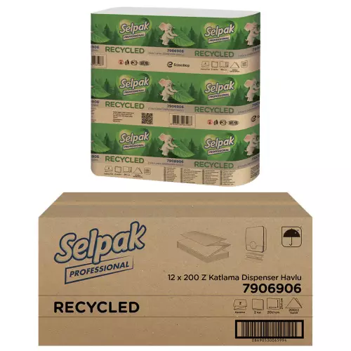 Selpak Professional Recycled Z Katlama Kağıt Havlu 200 Yaprak 12'li