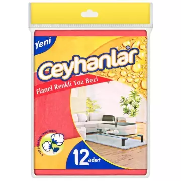 Ceymop Flanel Renkli Toz Bezi 40x45 cm 12'li Paket