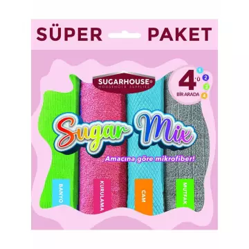 Sugar House Mix Mikrofiber Temizlik Bezi 4'ü 1 Arada
