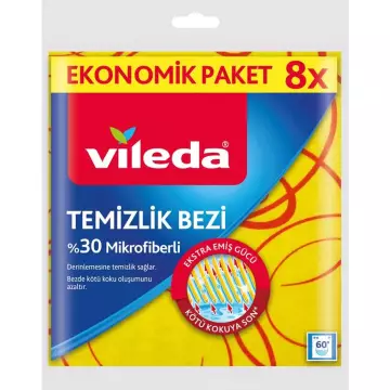 Vileda %30 Mikrofiberli Temizlik Bezi 8'li Paket