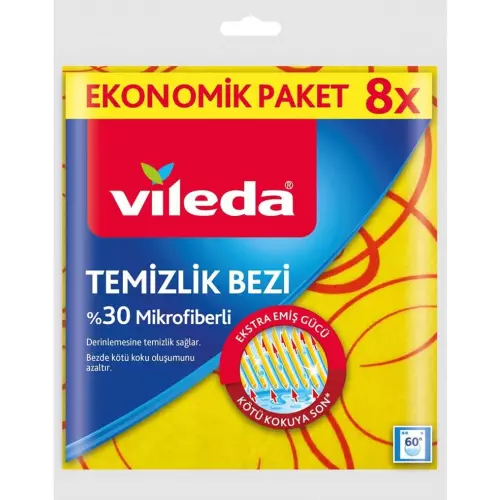 Vileda %30 Mikrofiberli Temizlik Bezi 8'li Paket