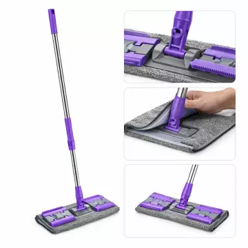 Mandallı Mop Çok Amaçlı Mikrofiber Paspas Yüzey Temizlik Seti - Mor (Sleepy Uyumlu)