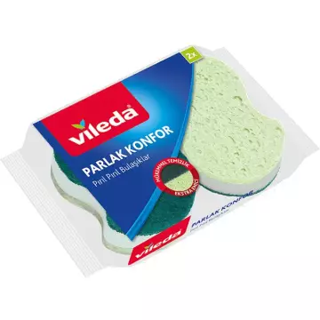 Vileda Parlak Konfor Oluklu Bulaşık Süngeri 2'li